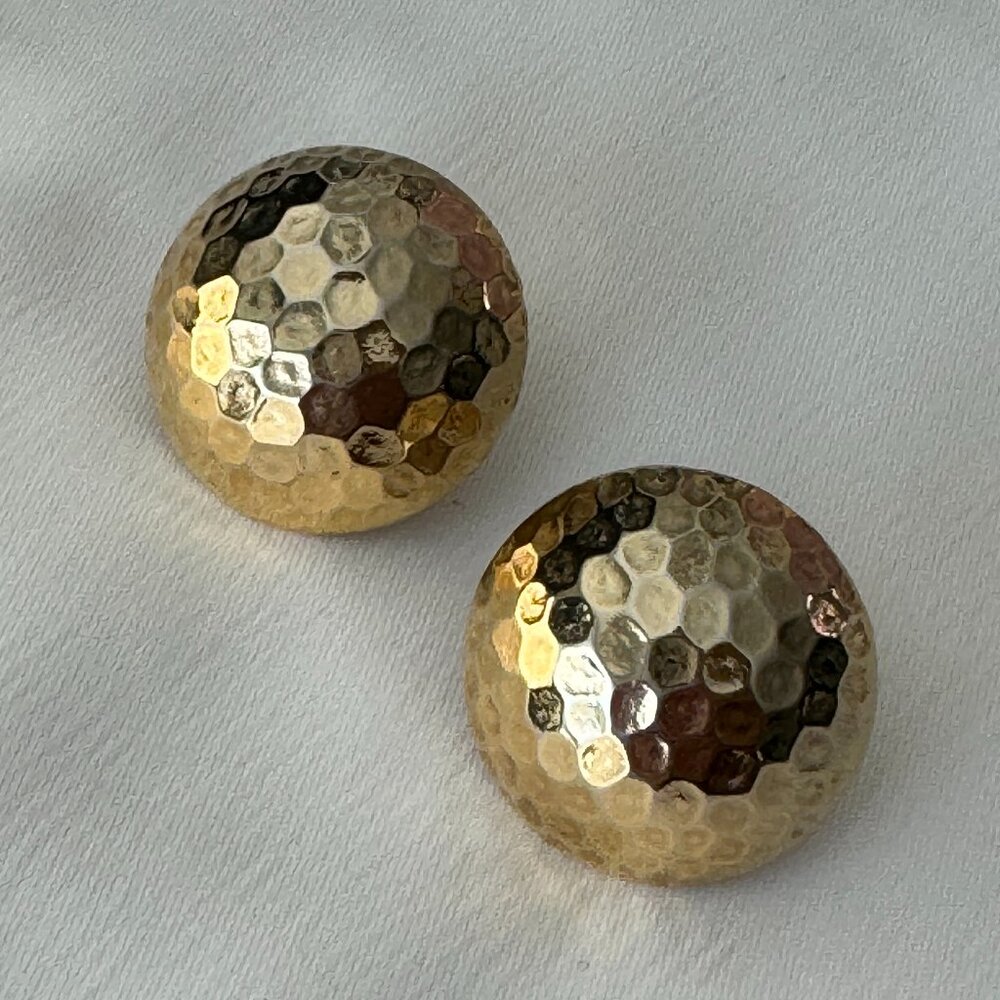 Vintage Gold Dome Hammered Statment Earrings